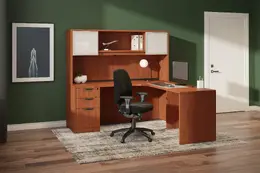 L Shaped Desk with Hutch - PL Laminate