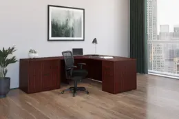 Bow Front L Shaped Desk - PL Laminate