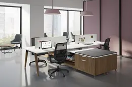 4 Person Desk with Privacy Panels and Storage - Elements