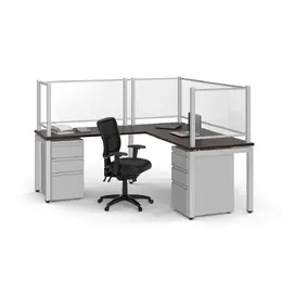 Modern L Shaped Desk with Privacy Panels - Elements