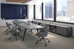 Boat Shaped Conference Table with Metal Legs - Elements