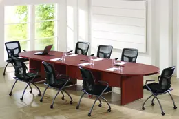 Racetrack Conference Table and Nesting Chairs Set - PL Laminate Seri...