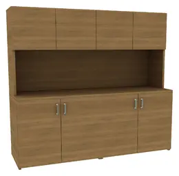 Credenza Storage Cabinet with Hutch - Amber