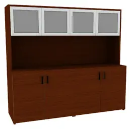 Credenza Storage Cabinet with Hutch - Amber