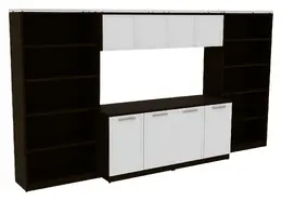 Storage Credenza with Bookcases and Hutch - Potenza