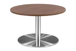 Round Coffee Table with Brushed Metal Base - PL Laminate