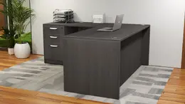 L Shaped Desk with Drawers - HL