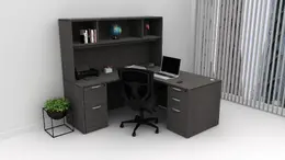 L Shaped Desk with Hutch - HL