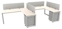 2 Person Desk with Privacy Panels - Veloce