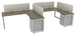 2 Person Desk with Privacy Panels - Veloce