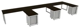 3 Person Desk with Drawers - Veloce