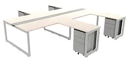 4 Person Workstation with Drawers - Veloce