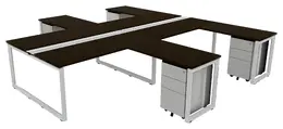 4 Person Workstation with Drawers - Veloce