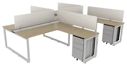 4 Person Workstation with Privacy Panels - Veloce