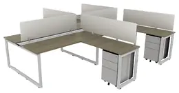 4 Person Workstation with Privacy Panels - Veloce