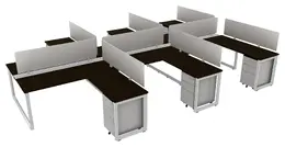 6 Person Workstation with Privacy Panels - Veloce