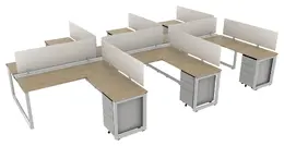 6 Person Workstation with Privacy Panels - Veloce