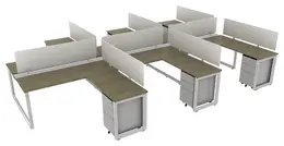 6 Person Workstation with Privacy Panels - Veloce