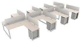 8 Person Workstation with Privacy Panels - Veloce