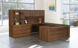 Bow Front U Shaped Desk with Storage - Napa