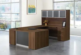 Bow Front U Shaped Desk with Hutch - Napa