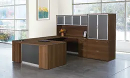 Bow Front U Shaped Desk with Storage - Napa