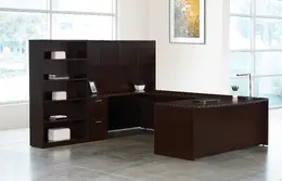 Bow Front U Shaped Desk with Storage - Napa