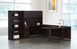 U Shaped Peninsula Desk with Bookcase - Napa