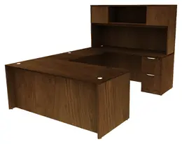 U Shaped Desk with Hutch and Drawers - HL