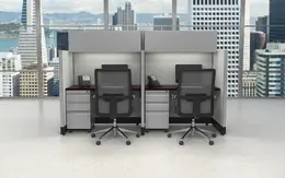 2 Person Call Center Cubicle with Power - Systems