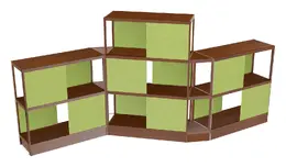 Open Wood Shelving Unit with Acoustic Panels - 160" x 72"