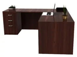 L Shaped Desk with Drawers - Commerce Laminate