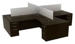 4 Person Desk with Privacy Panels - Potenza