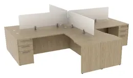 4 Person Desk with Divider Panels - Potenza