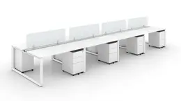 8 Person Workstation with Privacy Panels - Veloce