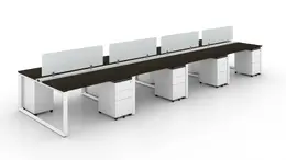 8 Person Workstation with Privacy Panels - Veloce