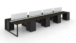 8 Person Workstation with Privacy Panels - Veloce