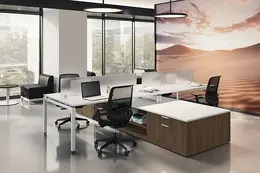 4 Person Desk with Side Storage - Elements