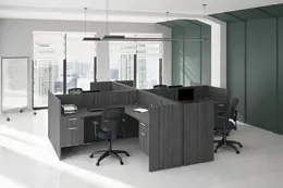 4 Person Workstation with Built-In Divider Panels - PL Laminate Seri...