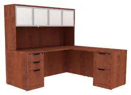 L Shaped Desk with Hutch - PL Laminate