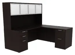 L Shaped Desk with Hutch - PL Laminate