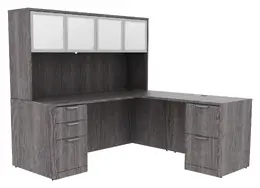 L Shaped Desk with Hutch - PL Laminate