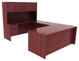 U Shaped Desk with Hutch - PL Laminate