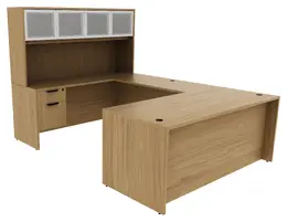 U Shaped Desk with Hutch - PL Laminate