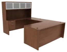 U Shaped Desk with Hutch - PL Laminate