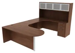 U Shaped Peninsula Desk with Hutch - PL Laminate