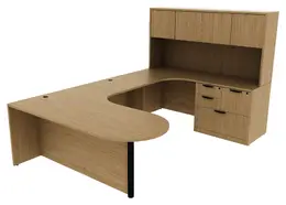 U Shaped Peninsula Desk with Hutch - PL Laminate