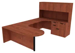 U Shaped Peninsula Desk with Hutch - PL Laminate