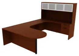 U Shaped Peninsula Desk with Hutch - PL Laminate