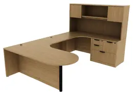 U Shaped Peninsula Desk with Hutch - PL Laminate